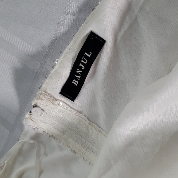 🔥🥵Jaw dropping off white sequin and bead high waisted skirt by Banjul LARGE🥵 - Picture 6 of 12